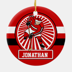 Personalized Ice Hockey player Ceramic Ornament
