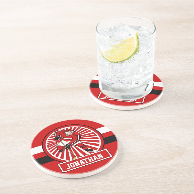 Personalized Ice Hockey player Coaster (Side)