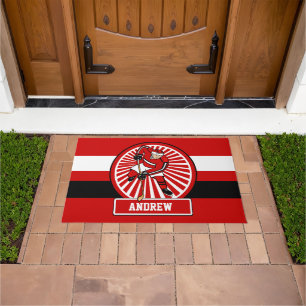 Personalized Ice Hockey player Doormat