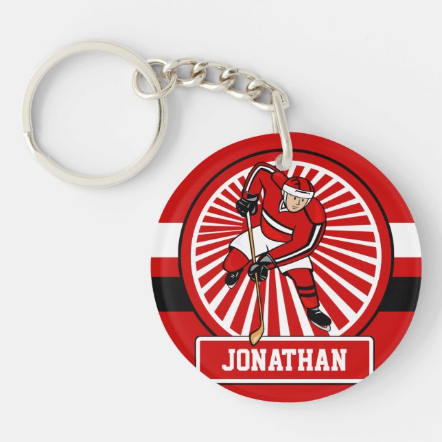 Personalized Ice Hockey player Keychain (Front)