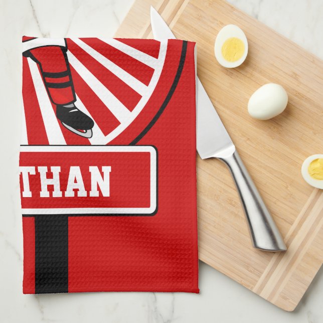 Personalized Ice Hockey player Kitchen Towel (Quarter Fold)