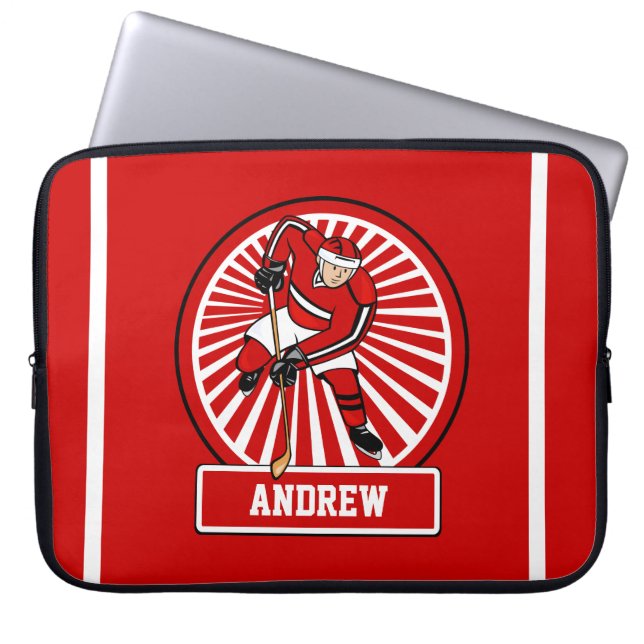 Personalized Ice Hockey Player Laptop Sleeve (Front)