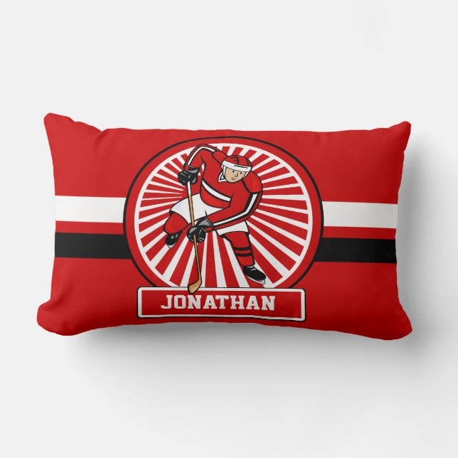 Personalized Ice Hockey player Lumbar Pillow (Front)