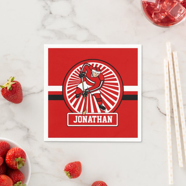 Personalized Ice Hockey player Napkin (Insitu)