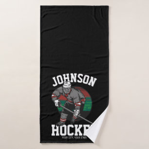 Personalized Ice Hockey Player Team Athlete Name  Bath Towel Set
