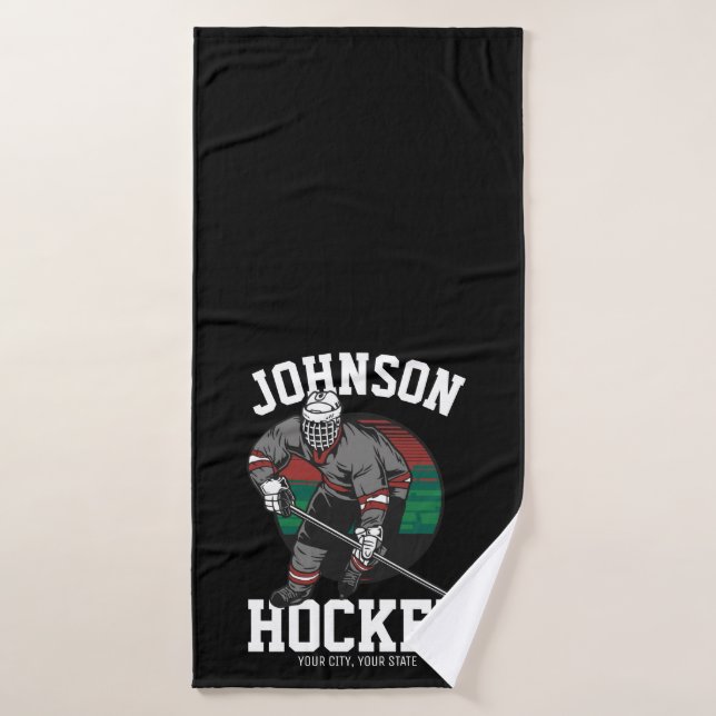 Personalized Ice Hockey Player Team Athlete Name  Bath Towel Set (Bath Towel)