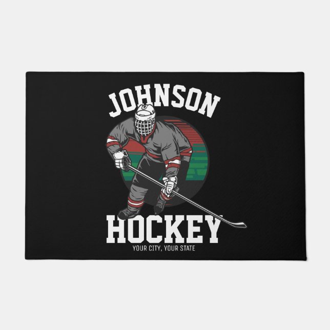 Personalized Ice Hockey Player Team Athlete Name  Doormat (Front)