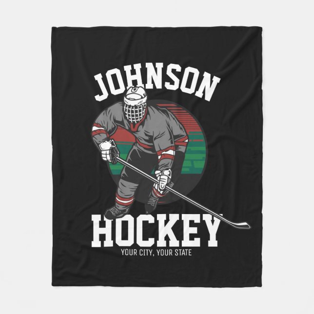 Personalized Ice Hockey Player Team Athlete Name  Fleece Blanket (Front)