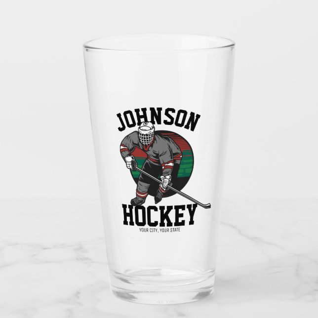 Personalized Ice Hockey Player Team Athlete Name Glass (Front)
