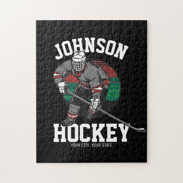 Personalized Ice Hockey Player Team Athlete Name  Jigsaw Puzzle (Vertical)