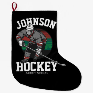 Personalized Ice Hockey Player Team Athlete Name  Large Christmas Stocking