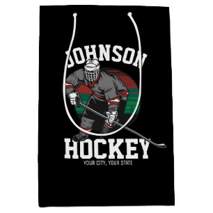 Personalized Ice Hockey Player Team Athlete Name  Medium Gift Bag