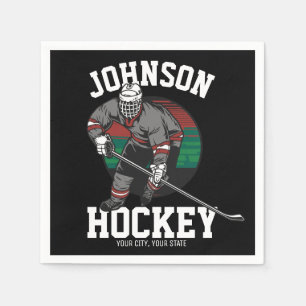 Personalized Ice Hockey Player Team Athlete Name  Napkin