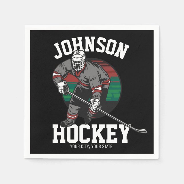 Personalized Ice Hockey Player Team Athlete Name  Napkin (Front)