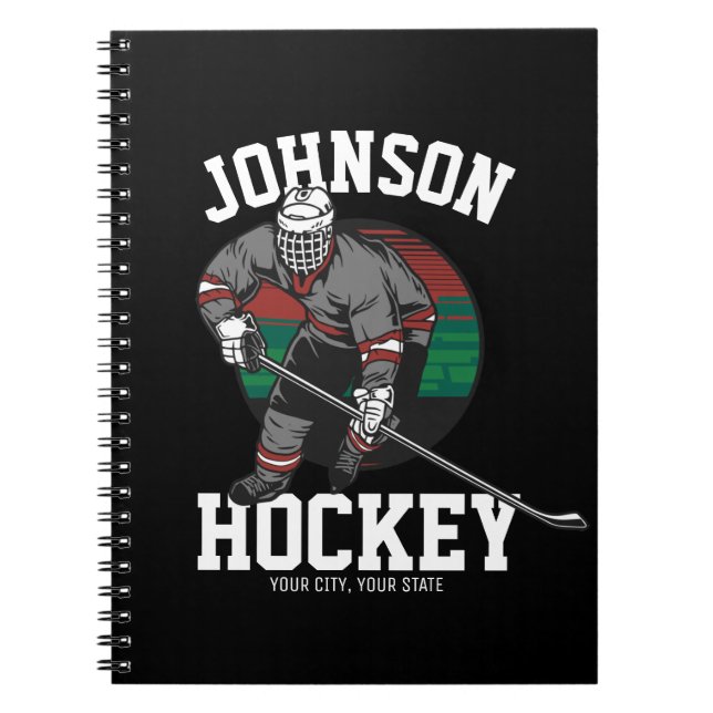 Personalized Ice Hockey Player Team Athlete Name  Notebook (Front)