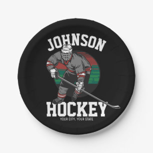 Personalized Ice Hockey Player Team Athlete Name Paper Plate