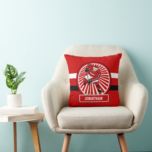 Personalized Ice Hockey player Throw Pillow (Chair)