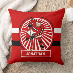 Personalized Ice Hockey player Throw Pillow