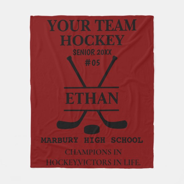 Personalized Ice Hockey Senior Blanket  (Front)