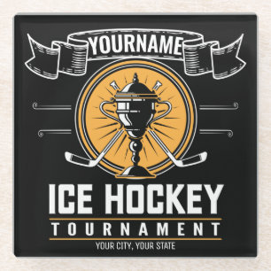 Personalized Ice Hockey Trophy Player Team Game Glass Coaster