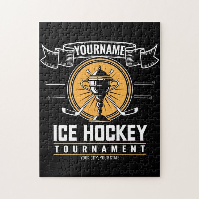 Personalized Ice Hockey Trophy Player Team Game  Jigsaw Puzzle (Vertical)