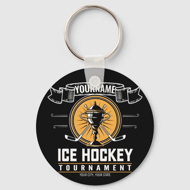 Personalized Ice Hockey Trophy Player Team Game   Keychain (Front)