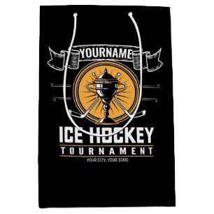 Personalized Ice Hockey Trophy Player Team Game  Medium Gift Bag