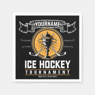 Personalized Ice Hockey Trophy Player Team Game   Napkin