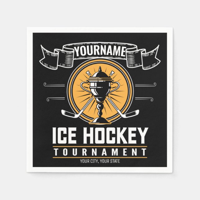 Personalized Ice Hockey Trophy Player Team Game   Napkin (Front)