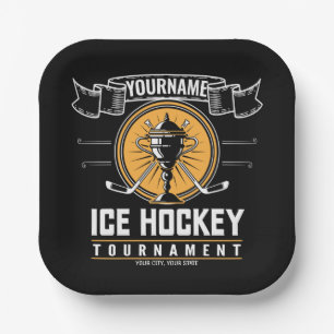 Personalized Ice Hockey Trophy Player Team Game Paper Plate