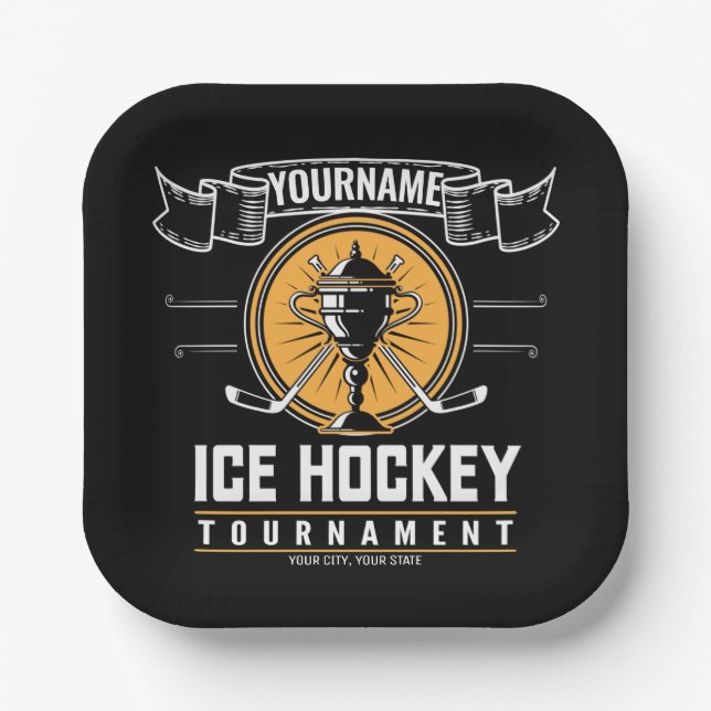 Personalized Ice Hockey Trophy Player Team Game   Paper Plate (Front)