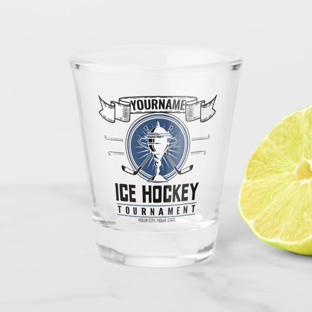 Personalized Ice Hockey Trophy Player Team Game Shot Glass (Front)