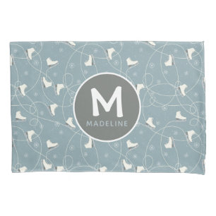 Personalized ice skate pattern pillowcase
