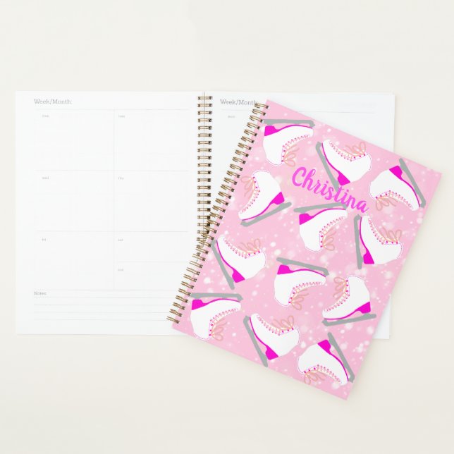 Personalized Ice Skating Pink Lesson/Practice Planner (Display)