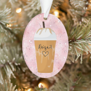 Personalized Iced Coffee Bling Holiday Christmas Ornament