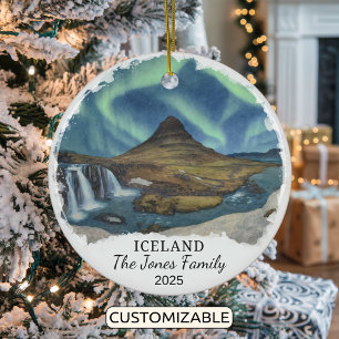 Personalized Iceland Ornament, Iceland Ceramic Ornament