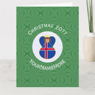 Personalized Icelandic Angel Christmas Flag Card