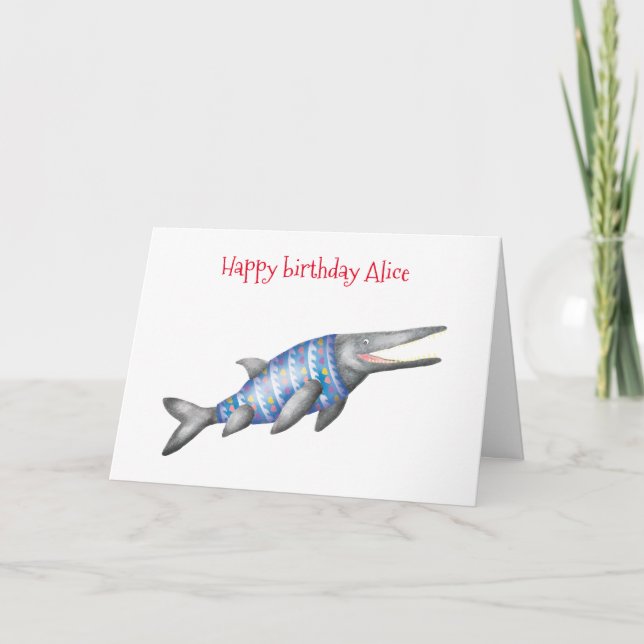Personalized Ichthyosaur birthday card (Front)