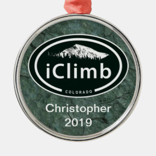 Personalized iClimb Colorado Rocky Mountain Metal Ornament