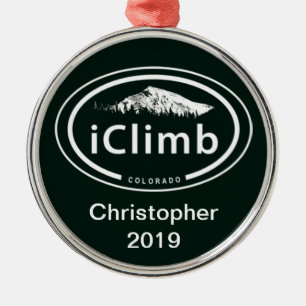 Personalized iClimb Colorado Rocky Mountain Metal Ornament
