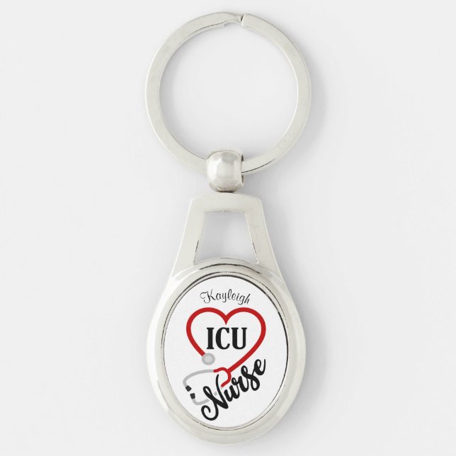 Personalized ICU Nurse Keychain (Front)