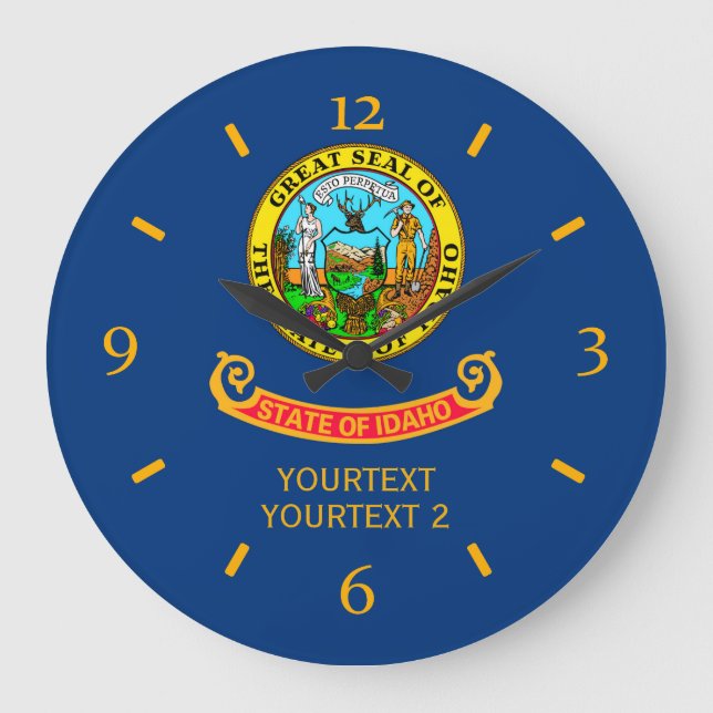 Personalized Idaho State Flag Design on Large Clock (Front)