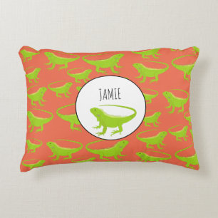 Personalized Iguana Lizard Pattern   Accent Pillow