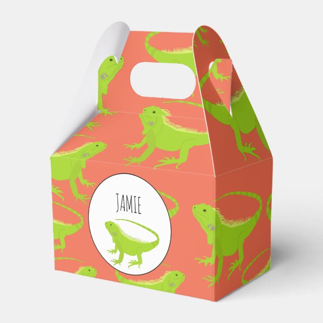 Personalized Iguana Lizard Pattern Favor Box (Front Side)