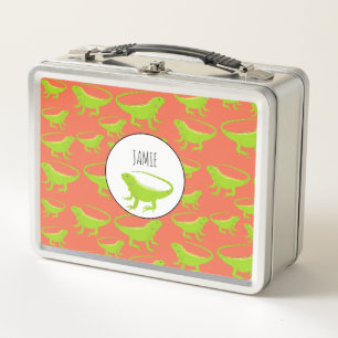 Personalized Iguana Lizard Pattern Metal Lunch Box