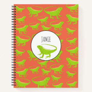Personalized Iguana Lizard Pattern Notebook
