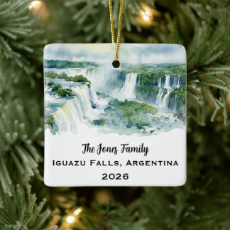 Personalized Iguazu Falls Christmas Ceramic Ornament