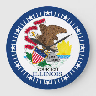 Personalized Illinois State Flag Design on Large Clock