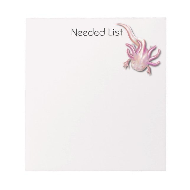 Personalized Illustrated Albino Axolotl Notepad (Front)