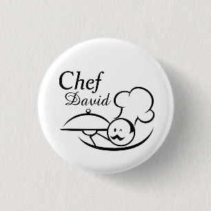 Personalized Illustrated Chef 1 Inch Round Button